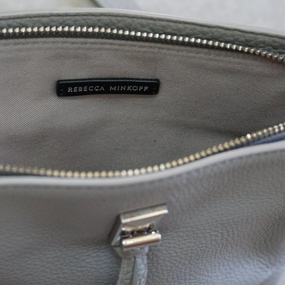 Rebecca Minkoff Darren Shoulder Small Crossbody Bag Grey Leather Silver Hardware - Picture 4 of 5